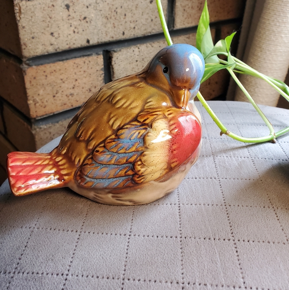 Colorful Glazed Ceramic Birds Set Of 2 - Picture 4 of 9